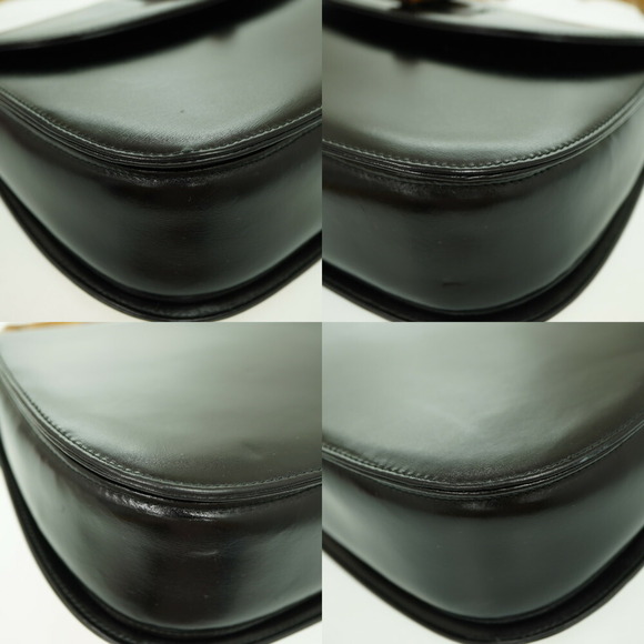 GUCCI Black Leather Bamboo Shoulder Bag with Strap - Picture 8 of 11
